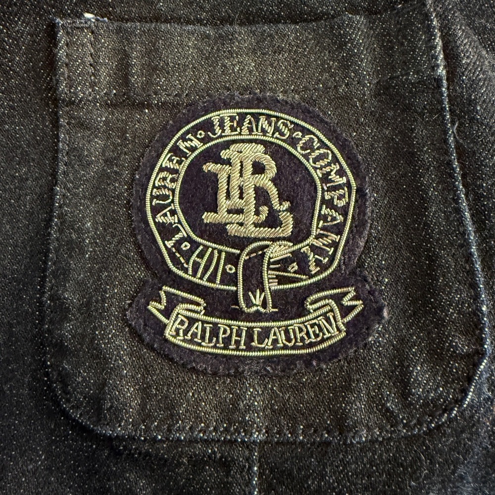 Lauren Jeans Co Women's Denim Blazer Jacket Embroidered Logo 90s Y2K Large - Picture 7 of 10